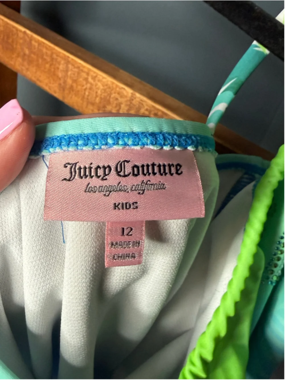 Girls Juicy Couture One Piece Swimsuit Size 12 Blue Green Ombre
